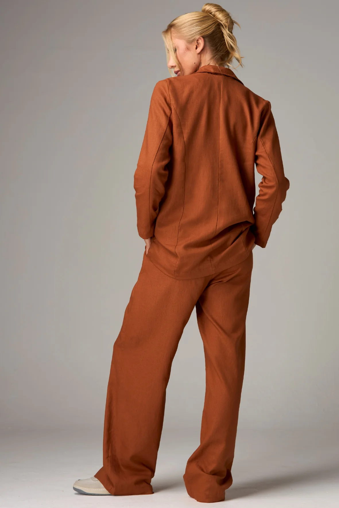 Calça Wide Pants Linho Brown - Image 5