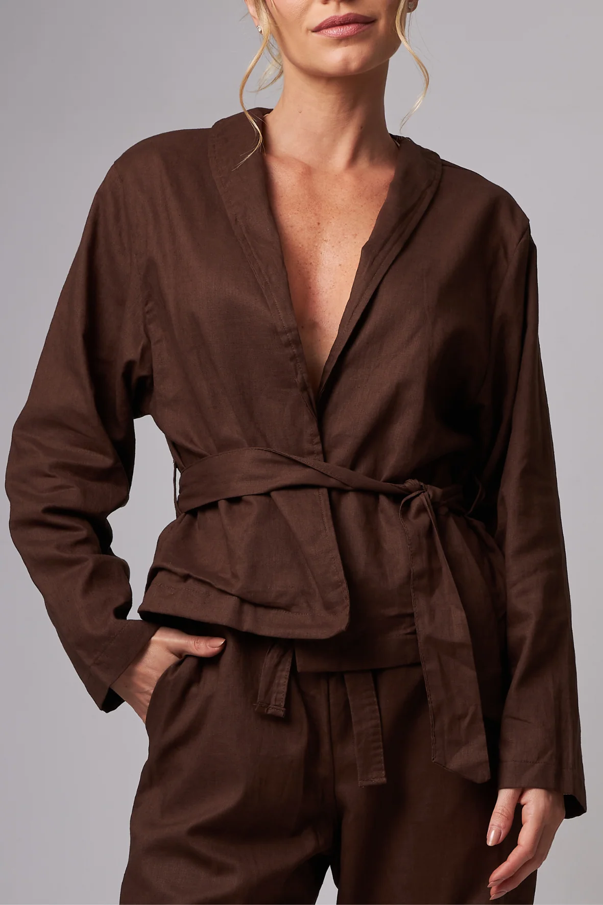 Kimono Linho Dark Brown - Image 2