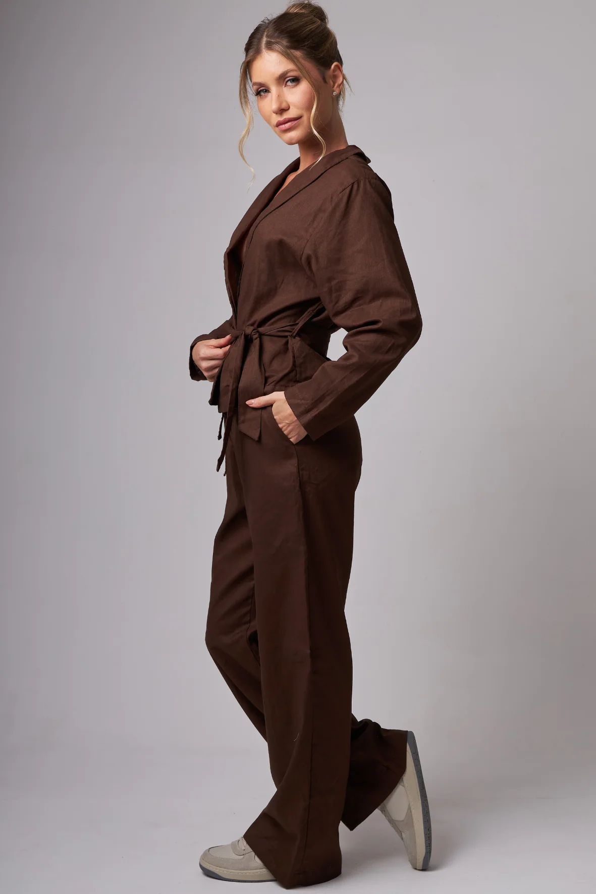 Kimono Linho Dark Brown - Image 3