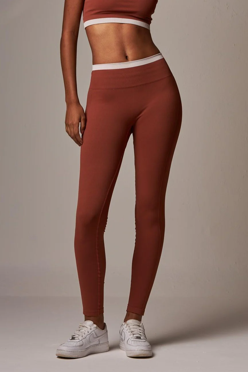 Legging Stripe Seamless Red Oak