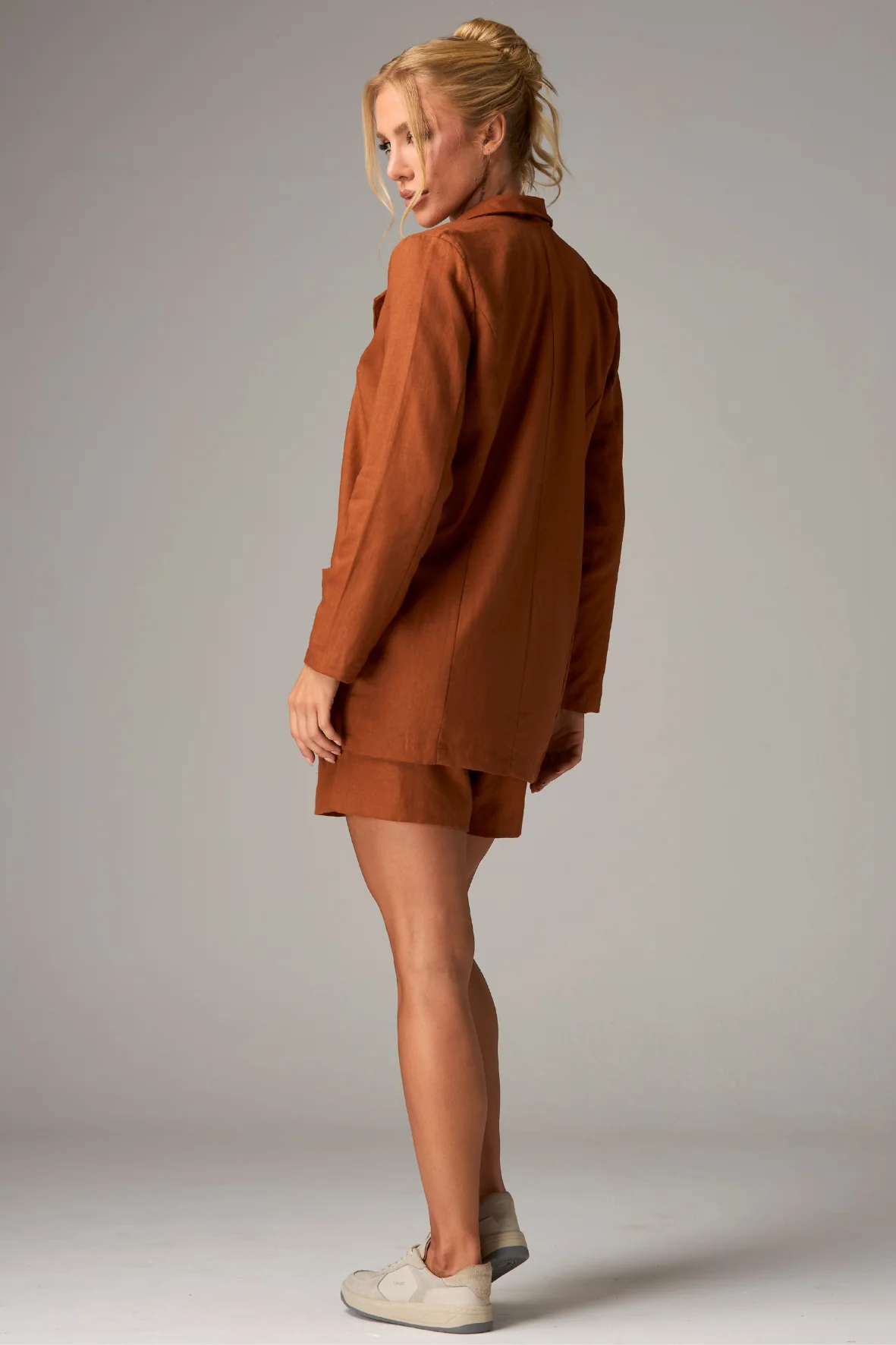 Blazer Wide Linho Brown - Image 5
