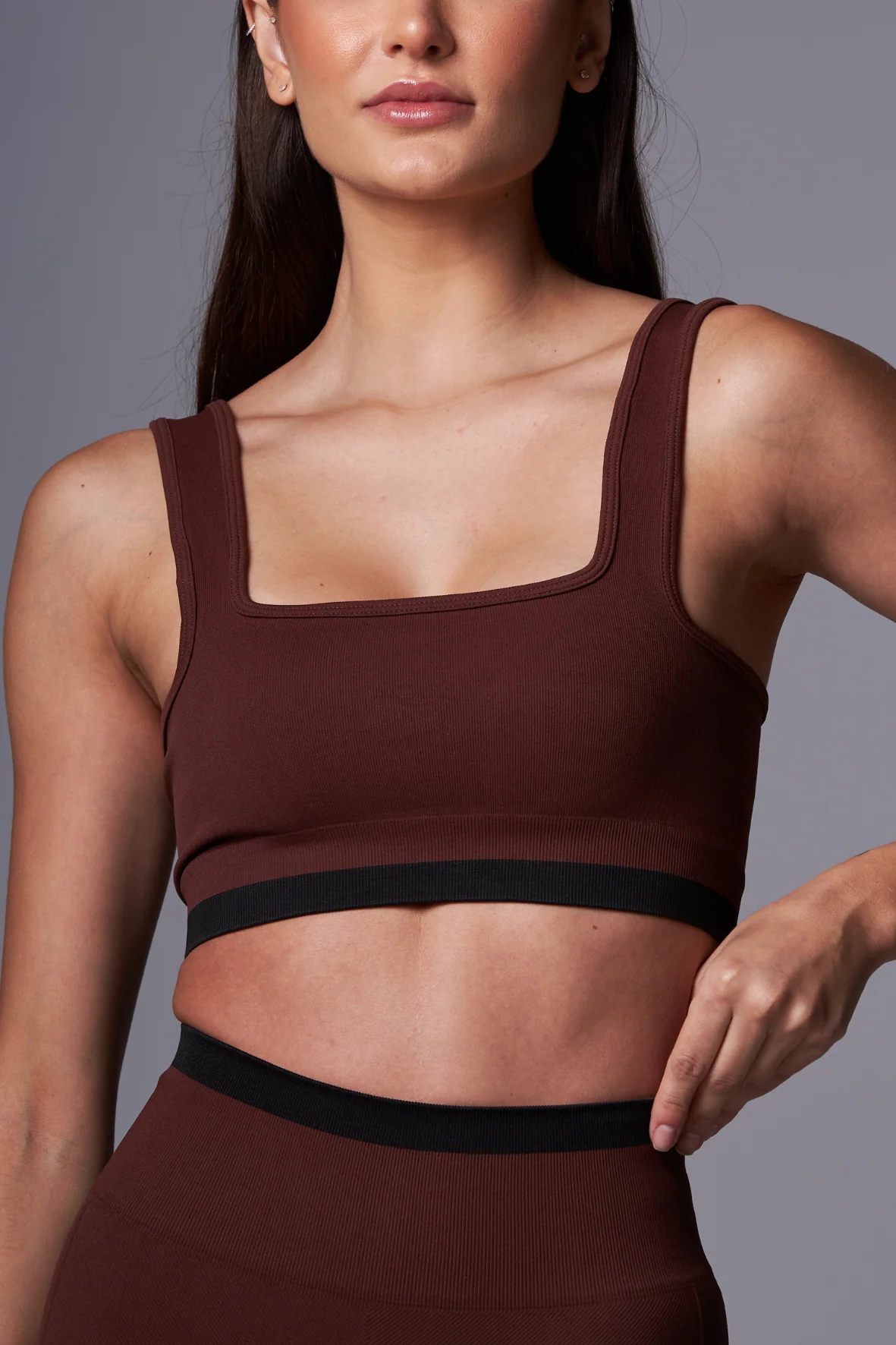 Top Stripe Seamless DarkBrown&Black - Image 2