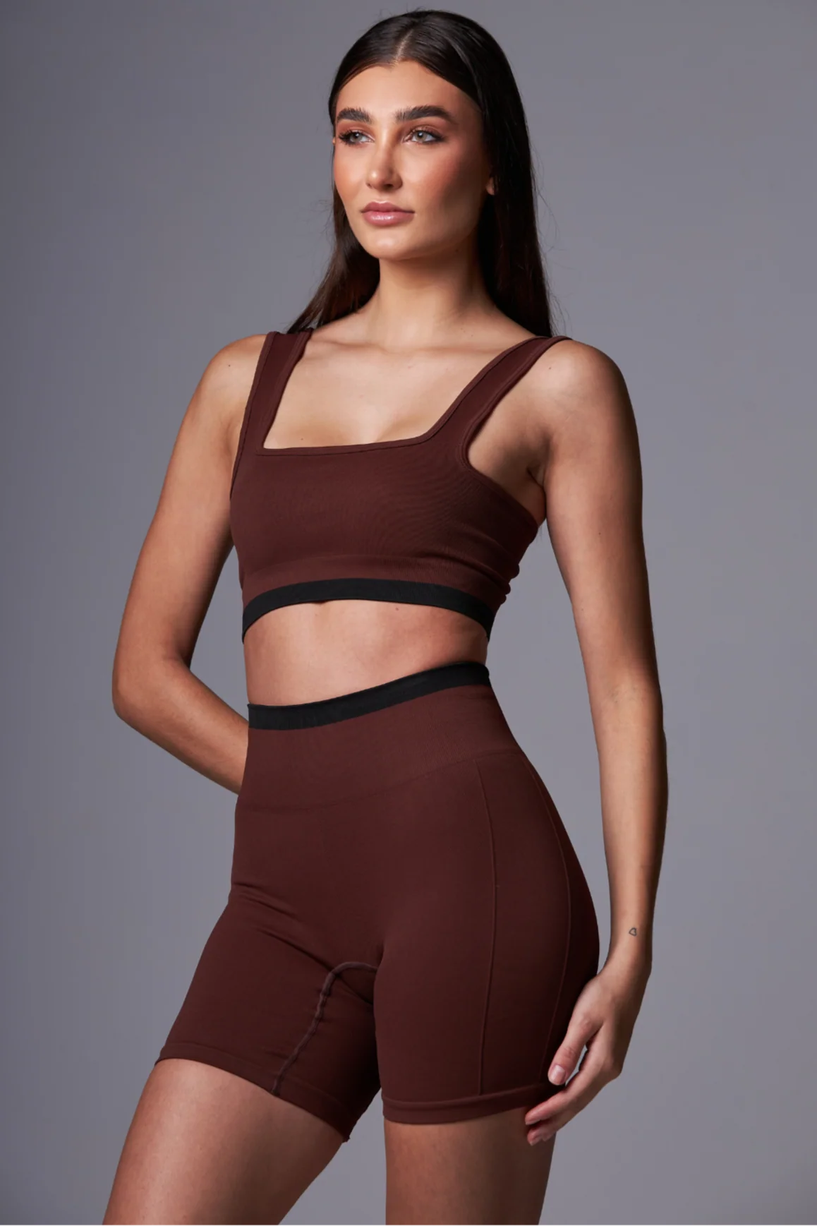 Top Stripe Seamless DarkBrown&Black - Image 3